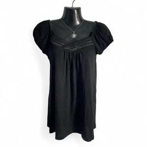 Y2K Black womens blouse with ribbon design
